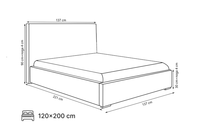 Łóżko tapicerowane TODI 120x200 granatowe welur pojemnik stelaż metalowy