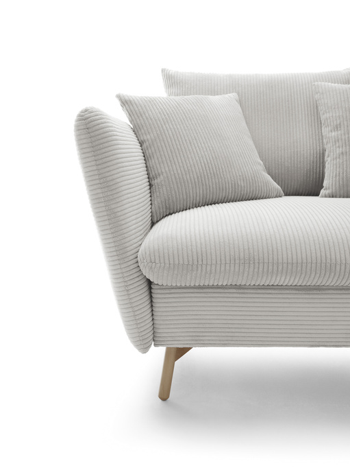 Narożnik MORRE prawostronny sztruks Poso 100 kremowy funkcja spania skandynawski