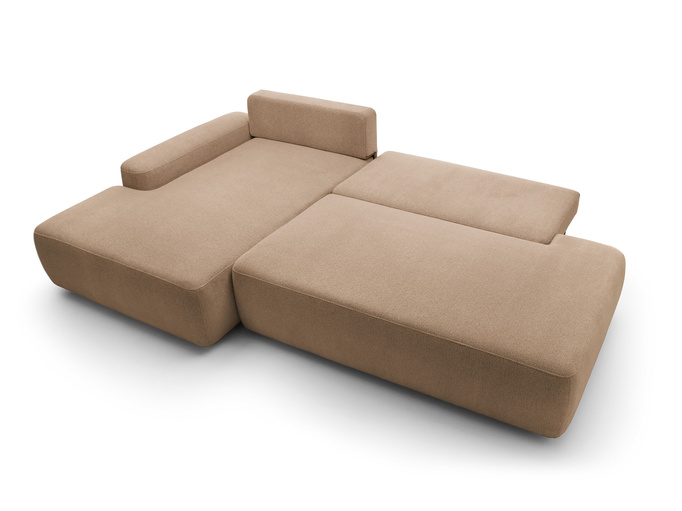 Narożnik OLMI O lewostronny Raven 38 brązowy styl soft funkcja spania + poduszki