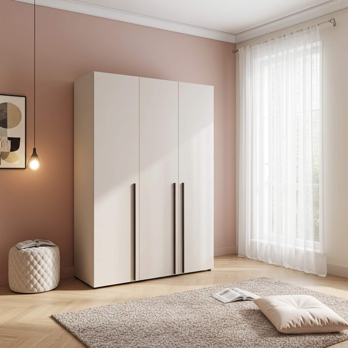  Szafa 3-Drzwiowa ARNI 150 cm Kaszmir – Beżowa Matowa Do Sypialni