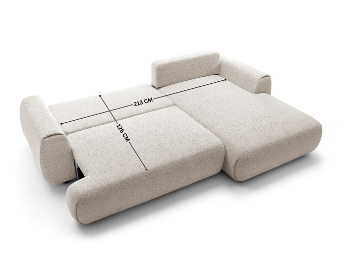 Narożnik VERNIO lewostronny plecionka Puente 09 kamienny beż stone funkcja spania