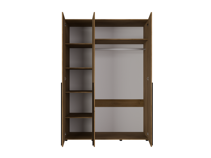 Szafa 3-Drzwiowa ARNI 150 cm Gold Baroque – Dąb Ciepły Brąz Do Sypialni