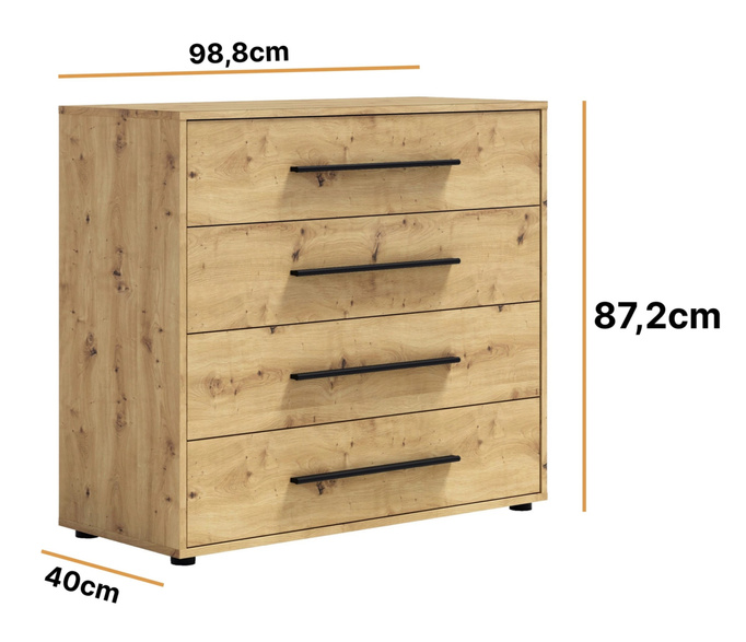 Komoda Modena K4SZ 100 cm dąb artisan