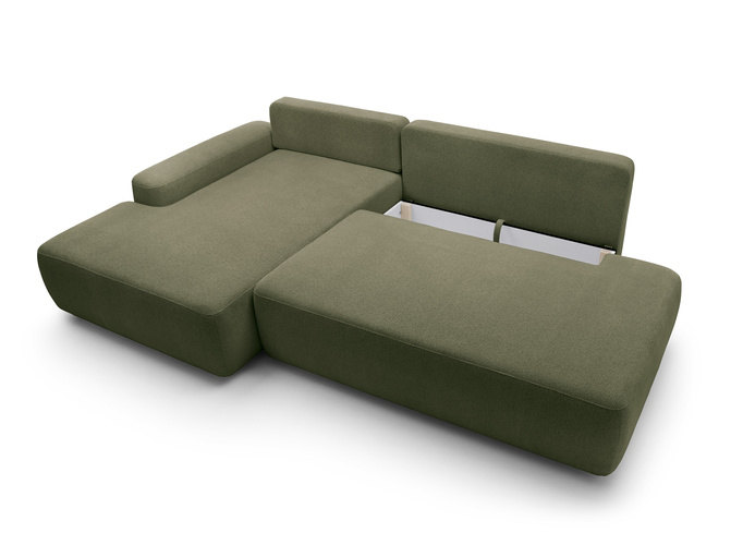 Narożnik OLMI O lewostronny Raven 78 zielony oliwkowy funkcja spania + poduszki