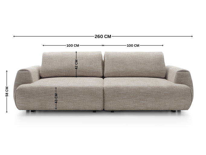 Sofa VERNIO rozkładana szenil Silencio 19 ciepły szary funkcja spania