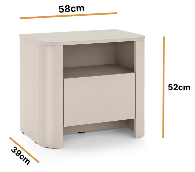 Stolik nocny Aura w kolorze kaszmir