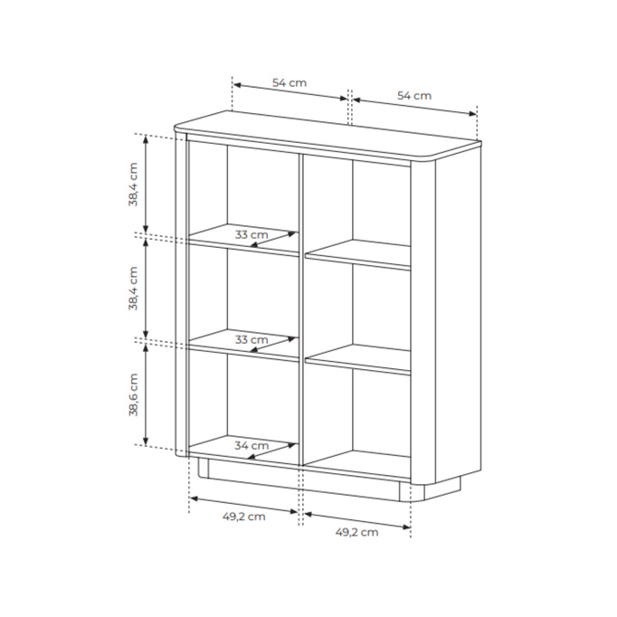 Komoda wysoka TORRO dąb cremona 113 cm czarna 2 drzwi zaoblona push to open