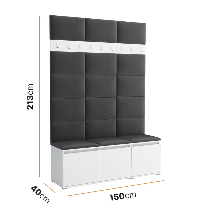 Tapicerowana garderoba Noris III - kolor antracyt + tkanina Trinity 15