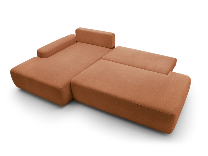 Narożnik OLMI O lewostronny Raven 44 terakota ceglasty funkcja spania + poduszki