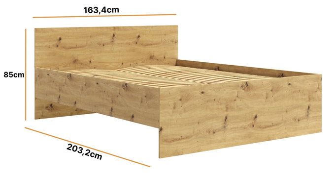 Łóżko Modena 160cm w kolorze dąb artisan