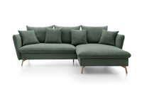 Narożnik MORRE prawostronny sztruks Poso 14 butelkowa zieleń funkcja spania skandynawski