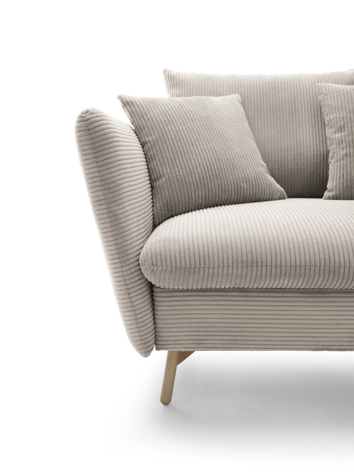 Narożnik MORRE prawostronny sztruks Poso 02 beżowy funkcja spania skandynawski