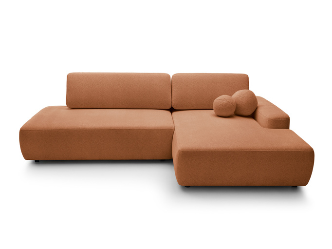 Narożnik OLMI O prawostronny Raven 44 terakota ceglasty funkcja spania + poduszki