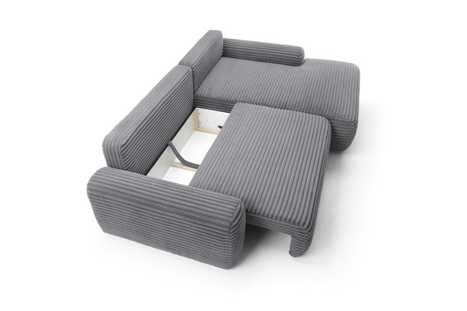 Narożnik sztruksowy z funkcją spania VIGO Ambience 19 Grafit pojemnik