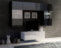 Czarny + Czarny połysk / Biały + Biały Połysk \ Oświetlenie LED - Niebieskie