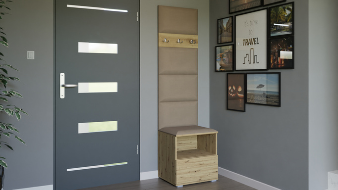 Tapicerowana garderoba Nela IV - kolor dąb artisan + tkanina Trinity 04