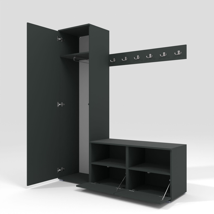 Tapicerowana garderoba Nela II - kolor grafit + tkanina Trinity 32