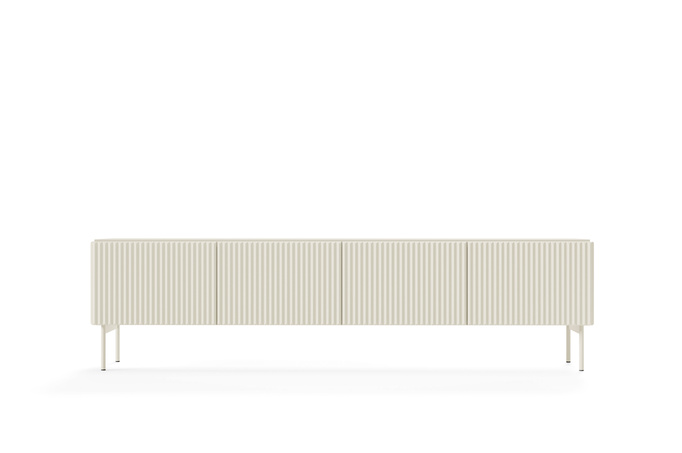 Szafka RTV MUTI kaszmir 195 cm ryflowana 4 drzwi push to open