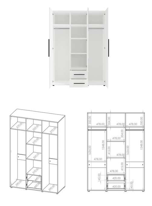 Szafa Modena SZ3D2SZ w kolorze czarnym z lustrem
