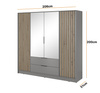 Szafa Stilo w kolorze szarym czterodrzwiowa z lustrem i lamelami na froncie