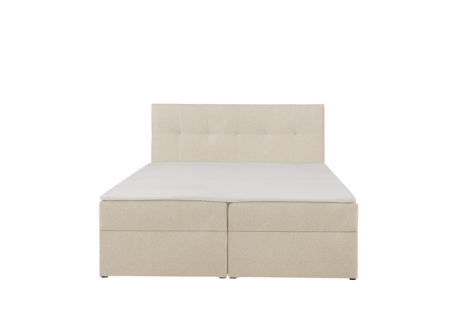 Łóżko kontynentalne Toronto 160×200 (Herbi 45 - Kremowy) z materacem bonell i topperem