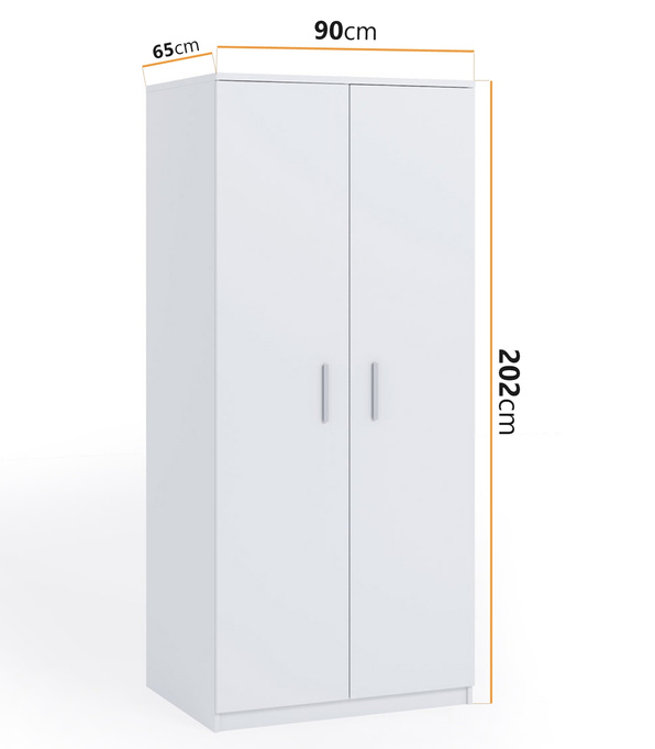 Biała szafa dwudrzwiowa Tamiza SZ2D o szerokości 90 cm