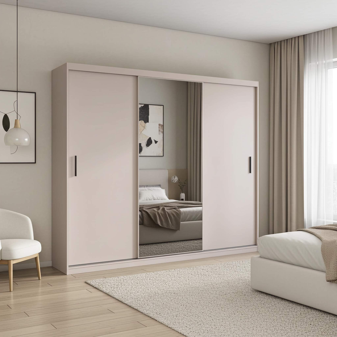 Szafa przesuwna MIRANO 250 cm kaszmir wysoka pojemna garderoba