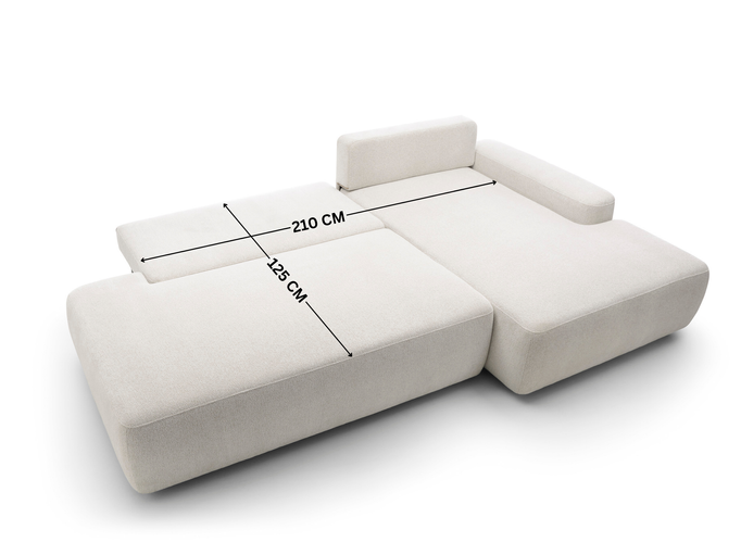 Narożnik OLMI O prawostronny Raven 22 ecru kremowy funkcja spania + poduszki