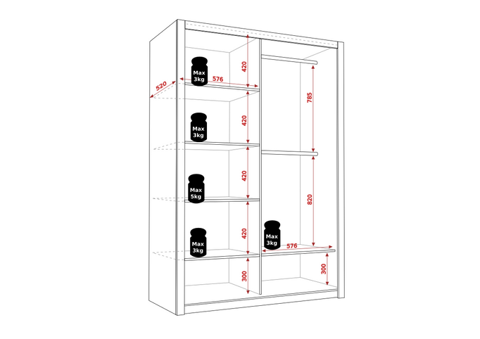 Szafa przesuwna Tamiza 120 cm dąb monastery