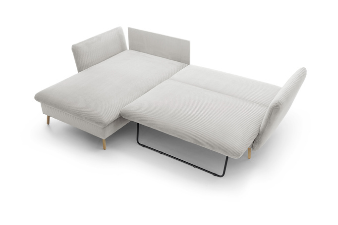 Narożnik MORRE lewostronny sztruks Poso 100 kremowy funkcja spania skandynawski