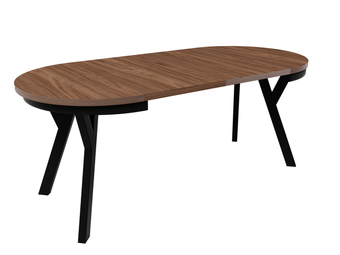Stół Okrągły Rozkładany ARI 90-190 cm Orzech Włoski – Loft Nogi Czarne