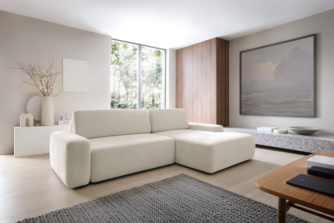 Narożnik OLMI M prawostronny Raven 24 beżowy piaskowy styl soft