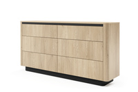 Komoda TORRO dąb cremona 163 cm czarna 6 szuflad zaoblona push to open