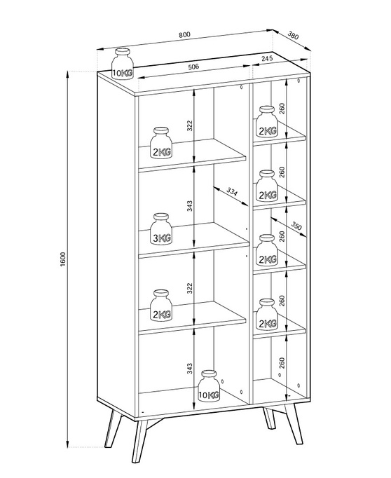Wysoki regał Silva RG-80 w kolorze Eukaliptus + Jodełka Scandi