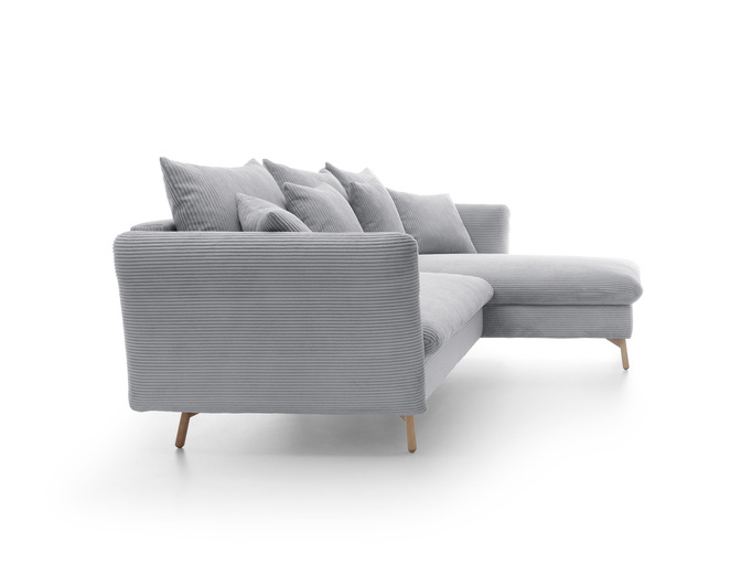 Narożnik MORRE prawostronny sztruks Poso 55 jasny popiel funkcja spania skandynawski