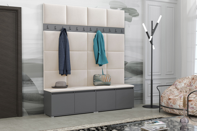 Tapicerowana garderoba Noris II - kolor antracyt + tkanina Trinity 01