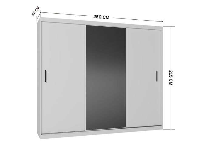Szafa przesuwna MIRANO 250 cm biała mat pojemna garderoba