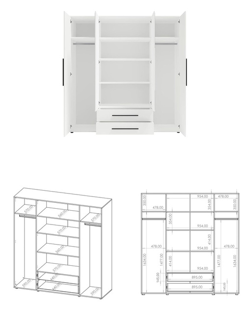 Szafa Modena SZ4D2SZ w kolorze białym z lustrem
