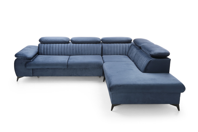 Narożnik VETTO prawostronny Monolith 77 granatowy welur funkcja spania