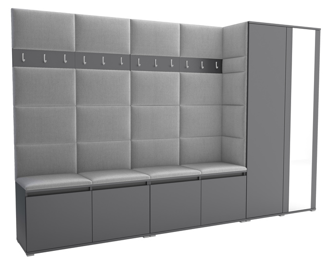 Tapicerowana garderoba Noris V z lustrem - kolor antracyt + tkanina Trinity 32