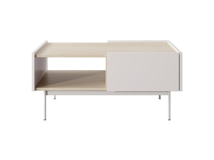 Stolik kawowy Lumo w kolorze cashmere i metalowymi nóżkami