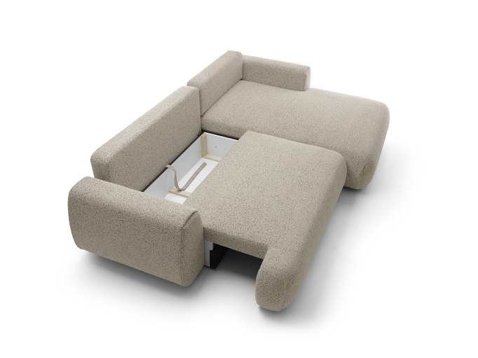 Narożnik VERNIO prawostronny plecionka Puente 16 zimny beż funkcja spania