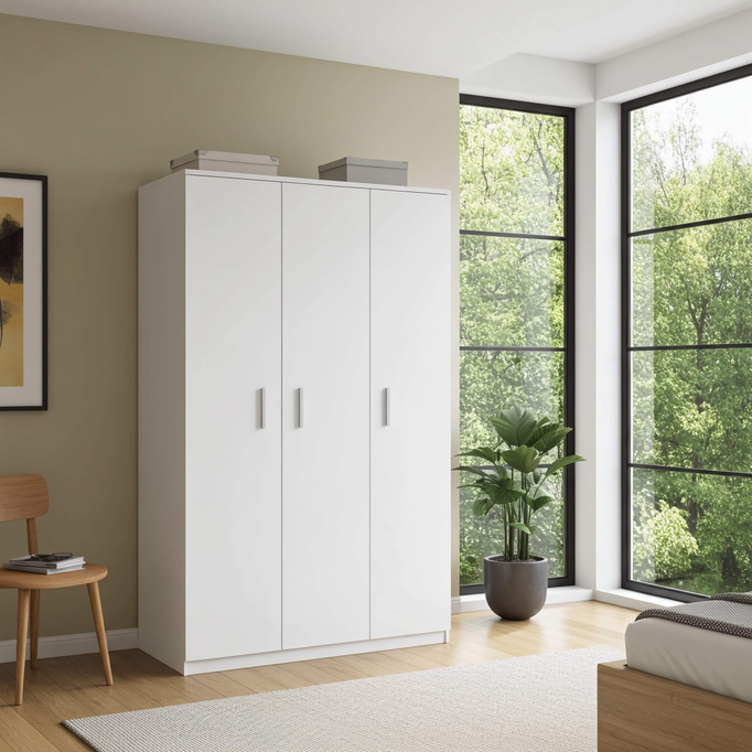 Biała szafa trzydrzwiowa Tamiza SZ3D szerokość 135 cm