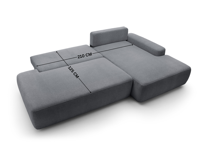 Narożnik OLMI O lewostronny Raven 18 grafitowy ciemny szary funkcja spania + poduszki