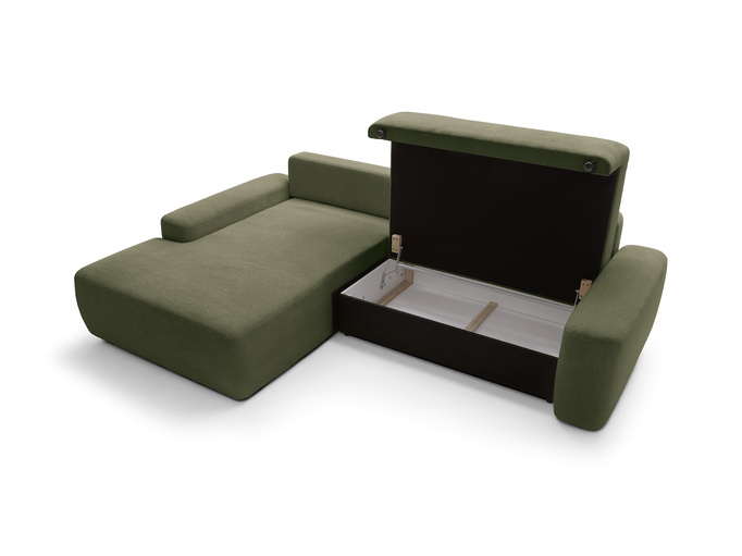 Narożnik OLMI M lewostronny Raven 78 zielony oliwkowy styl soft