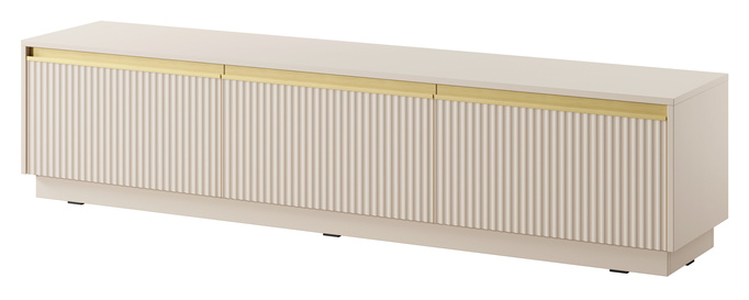 Szafka RTV Loren 180cm w kolorze cashmere trzydrzwiowa z ryflowanymi frontami