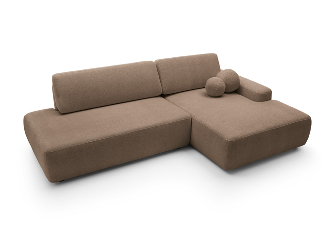 Narożnik OLMI O prawostronny Raven 45 czekoladowy ciemny brąz funkcja spania + poduszki