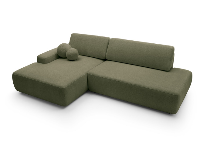Narożnik OLMI O lewostronny Raven 78 zielony oliwkowy funkcja spania + poduszki