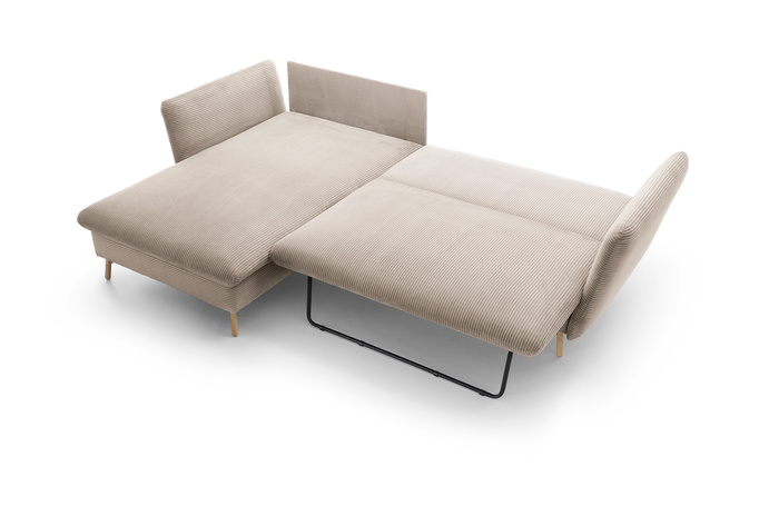 Narożnik MORRE lewostronny sztruks Poso 02 beżowy funkcja spania skandynawski