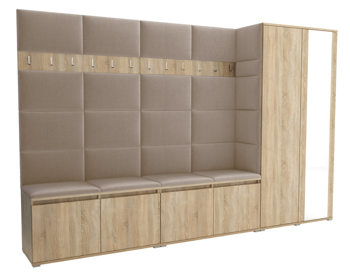 Tapicerowana garderoba Noris V z lustrem - kolor sonoma + tkanina Trinity 04